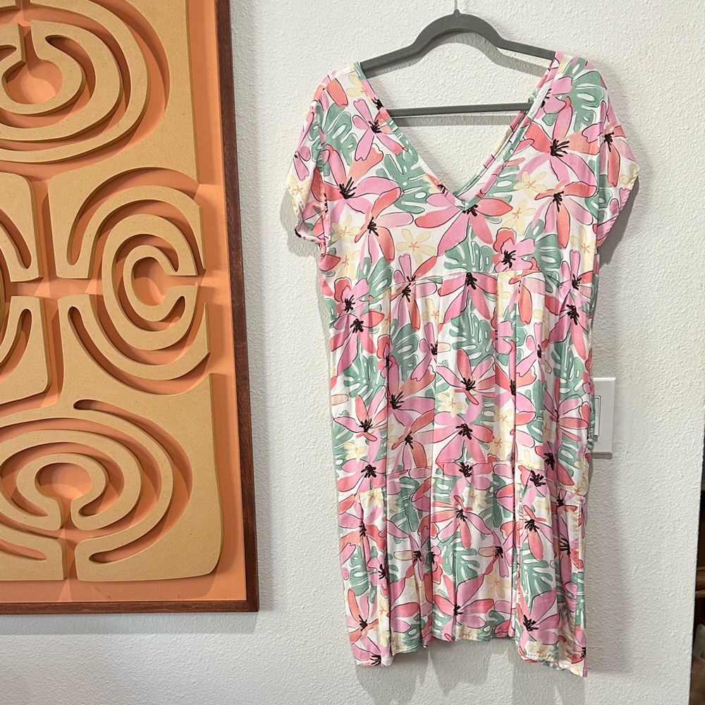 Manini of Rarotonga Floral V-Neck Dress